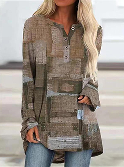 WMNS Urban Camouflage Printed Button Front Loose Fitting Shirt